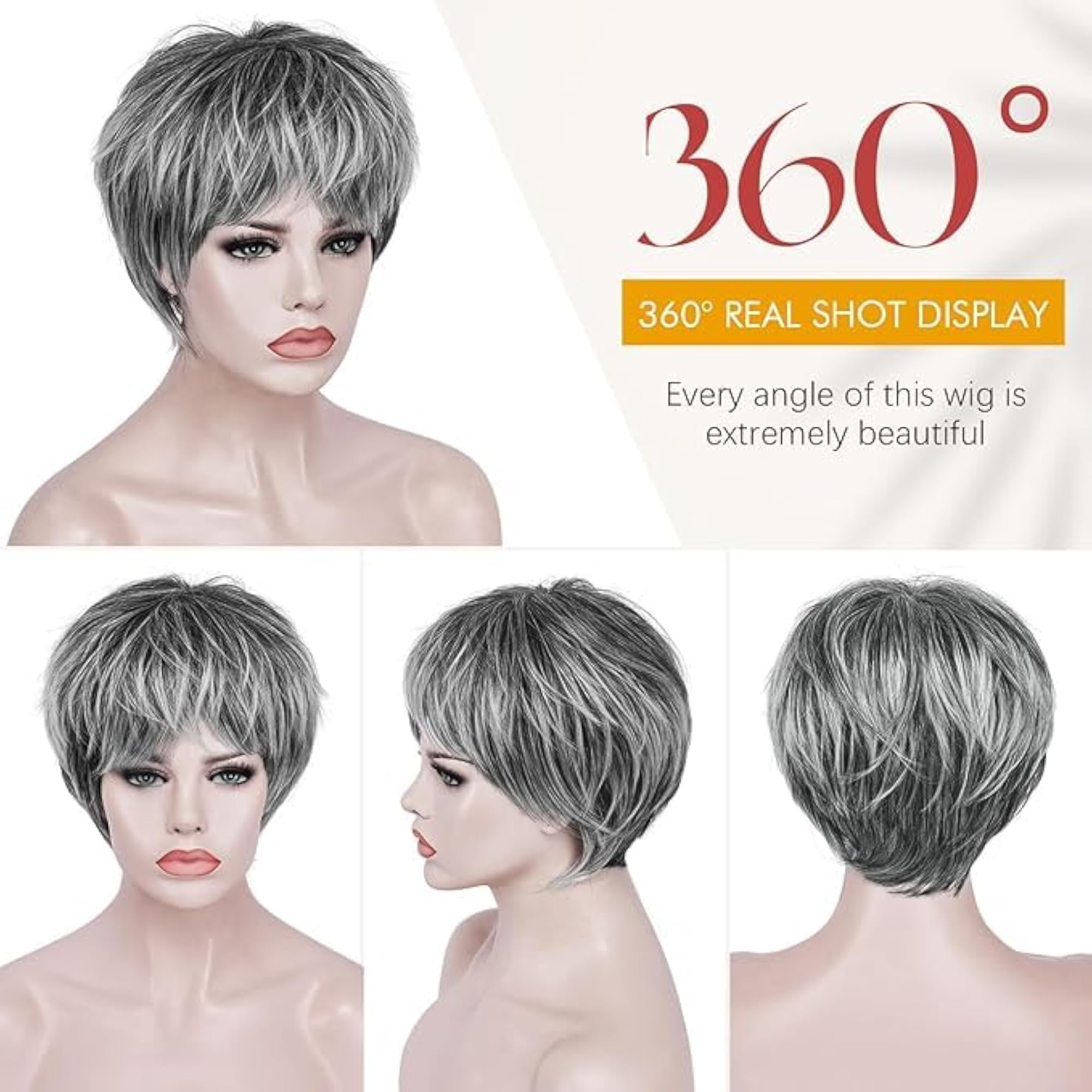 Layered Pixie Cut Wig for Women, Synthetic Hair